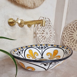 Moroccan washbasin sink, 100% handmade, handpainted, Bathroom decoration, kitchen decor, ceramic sink, Free Shipping.
