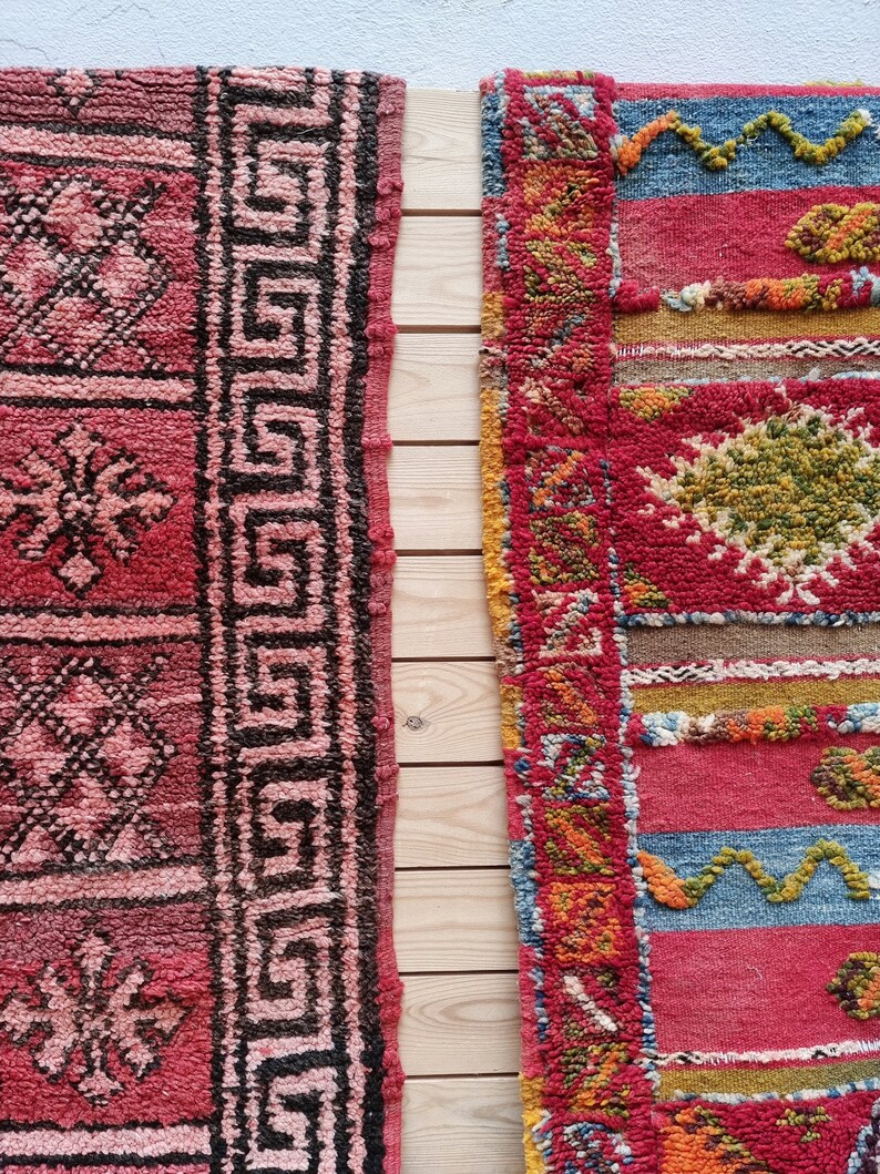 Moroccan Vintage Taznakht Rug Handwoven Berber Carpet 78x 55 Inches