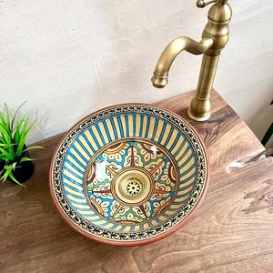 Moroccan washbasin sink, 100% handmade, handpainted, Bathroom and kitchen decoration, ceramic sink, Merrakech design, Free shipping.