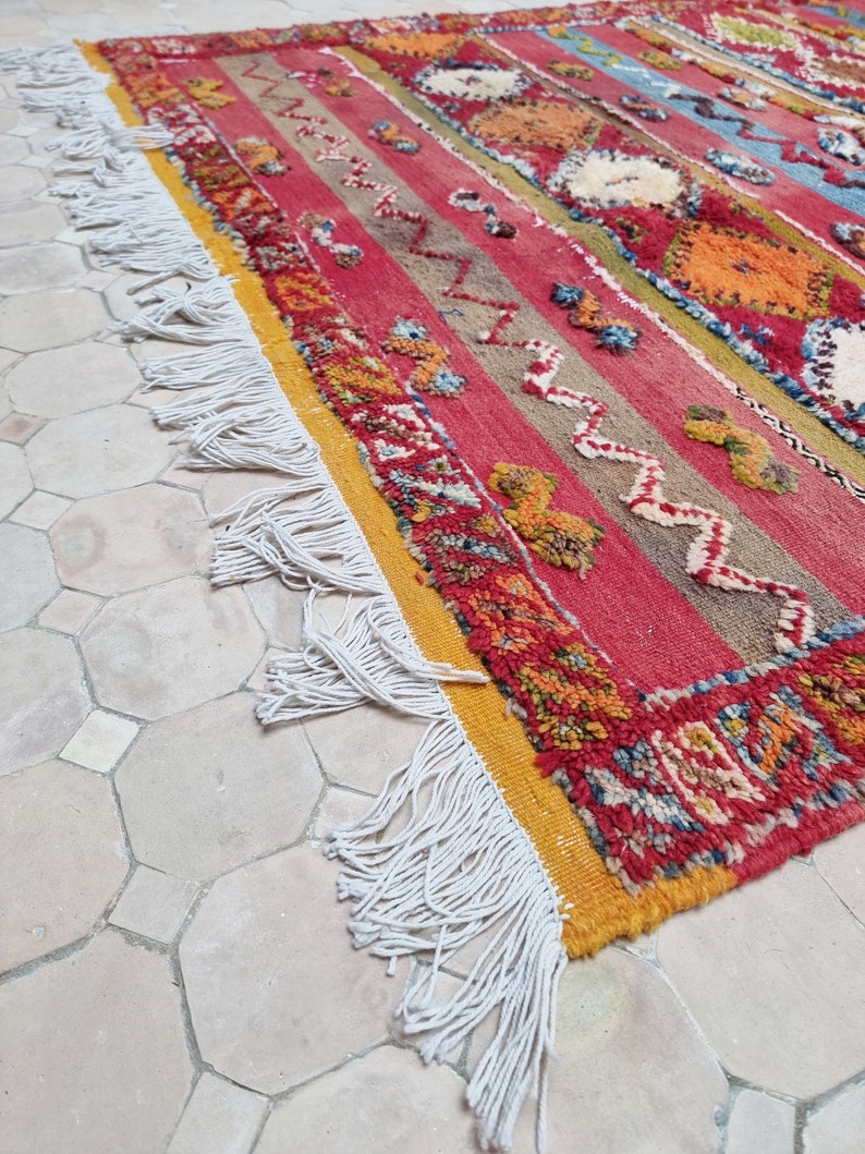 Moroccan Vintage Taznakht Rug Handwoven Berber Carpet 78x 55 Inches