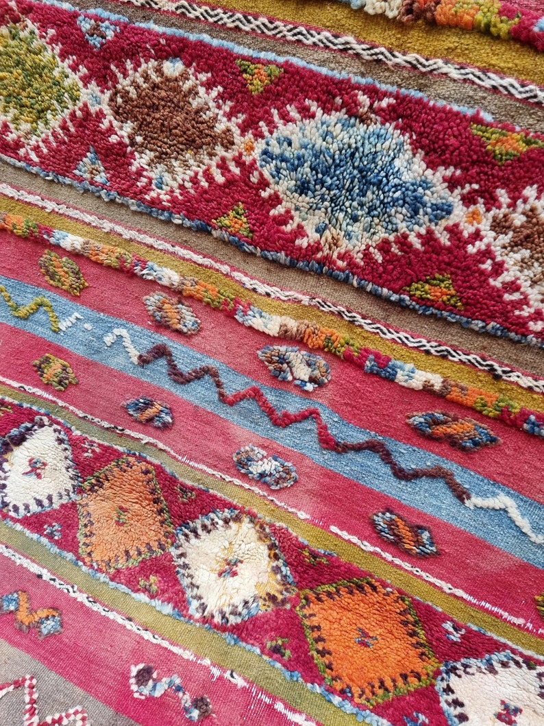 Moroccan Vintage Taznakht Rug Handwoven Berber Carpet 78x 55 Inches