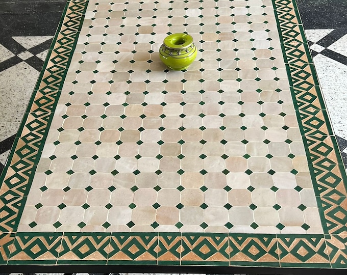 Featured listing image: Handmade Moroccan Mosaic Bistro Table: Indoor/Outdoor Rectangular Table.