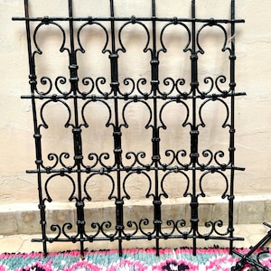 Moroccan Hand-Forged Iron Window Grills | Traditional Wrought Iron Wall Decor, Boho Moorish Architectural Accent (No Wooden Frames)