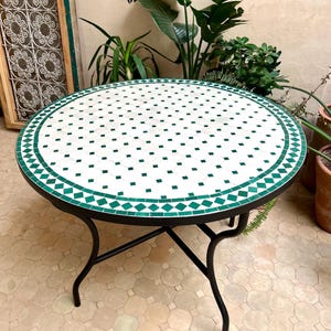 Moroccan Mosaic Table for Custom Made Green Mint table- Choose Your Size | Customizable Zellige Dining Table
