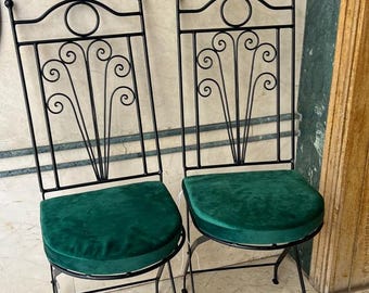 Silla de hierro marroquí artesanal: asiento plegable para interior y exterior