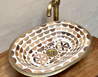Handcrafted Brass & Resin Oval Sink - Antique Bathroom Vanity Basin