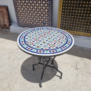 Handmade Moroccan Mosaic Table, Handcrafted Round Moroccan Outdoor/ Indoor Mosaic Table, bistro table made of Mosaic