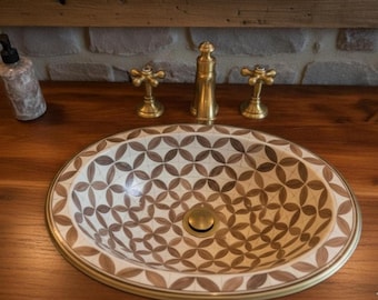 Handcrafted Brass & Resin Oval Sink - Antique Bathroom Vanity Basin