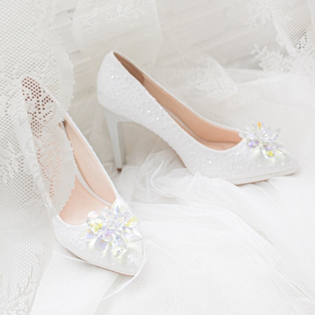 Zapatos De Novia Boda Comodos Zapatos De Novia Con Flores Y Perlas