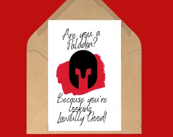 DND Valentines Card |  Are You a Paladin  | Custom DND Card | Dungeons and Dragons Card