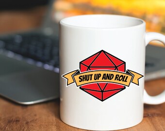 Dungeons and Dragons Coffee Mug | Shut up and Roll | D20 | DND Gift