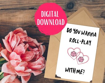 DIGITAL DOWNLOAD  | Do You Wanna Roll-Play With Me| Dungeons and Dragons Card | Printable DND Valentines Card