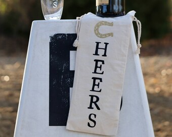 Horse Wine Bag | Customizable Canvas Wine Bag |  Heels Down Bottoms Up | Cheers