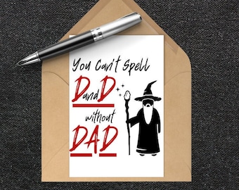 DND Father's Day Card | You Can't Spell DnD without Dad | Dungeons and Dragons D20 Card