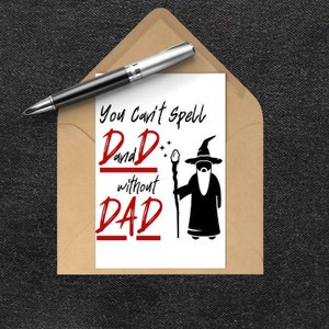 DND Vaderdagkaart | Je kunt DnD niet spellen zonder papa | Dungeons en Dragons D20-kaart