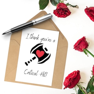 DND Valentines Card | I think You&#39;re a Critical Hit| Dungeons and Dragons Card