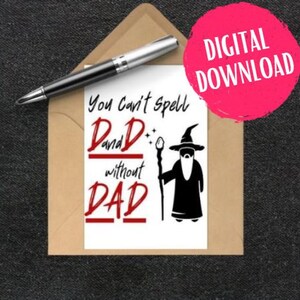DIGITALER DOWNLOAD | DND Vatertagskarte | Du kannst nicht D&D ohne Papa buchstabieren | Dungeons and Dragons W20 Karte