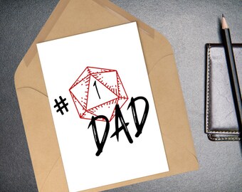DND Father's Day Card | #1 Dad | Dungeons and Dragons D20 Card