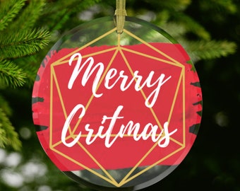 Ornement de Noël MDN personnalisable | Joyeux Critmas | Ornement Donjons et Dragons |
