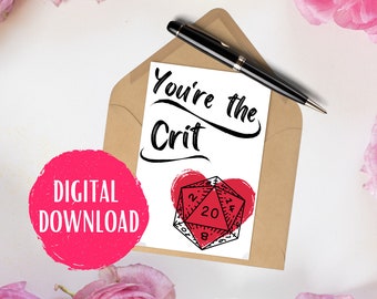 TÉLÉCHARGEMENT NUMÉRIQUE | Vous êtes le critique | Carte Donjons et Dragons | Carte de Saint-Valentin imprimable du MDN