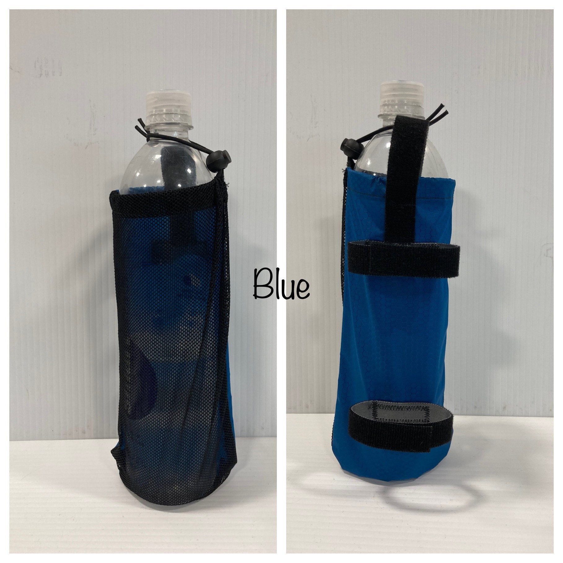 Shock Cord Drawstring Top Water Bottle Holder for a Backpack Shock Cord Drawstring Top Water Bottle Holder for a Backpack