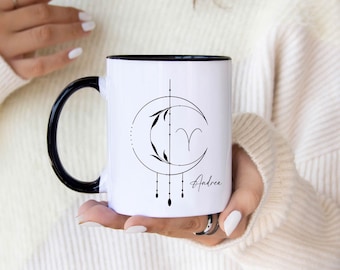 Mug personnalisé Bélier, Mug astrologie personnalisée avec nom, Mug signe du zodiaque astrologique, Cadeau personnalisé pour elle, Mug d'anniversaire, Cadeau Bélier