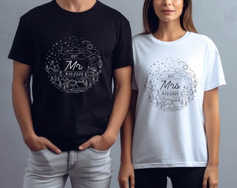 Mr and Mrs Adventure T Shirts, Wedding T Shirts, Just Married T Shirts, Personalized Mr and Mrs T Shirts, Wedding Gift for Bride and Groom