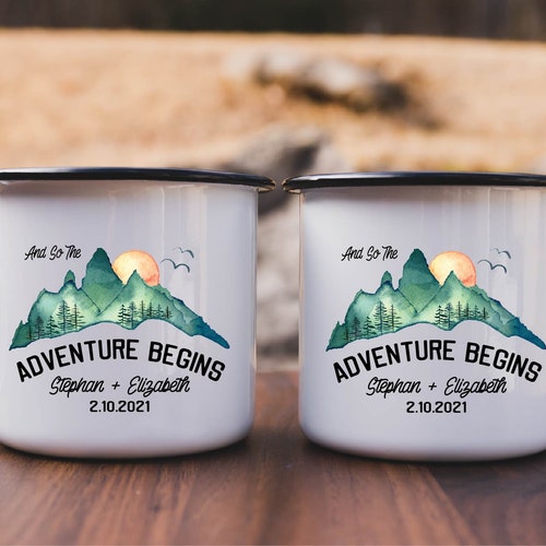 Personalized Wedding Camping Mug Adventure Mountains Mr Mrs Etsy