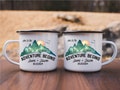 Personalized Wedding Camping Mug, Adventure Mountains Mr Mrs Couples Campfire Mugs, Engagement Wedding Gift For Bride and Groom Fiance