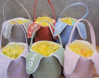 Personalized Easter Basket, Kids Easter Basket With Name, Personalized Bunny Ear Easter Buckets, Corduroy Easter Basket