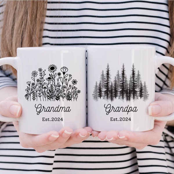 Pregnancy Announcement Grandparent Mugs, New Grandma Gift, New Grandpa Gift, Baby Announcement Gift For Grandparents, Grandma Mug