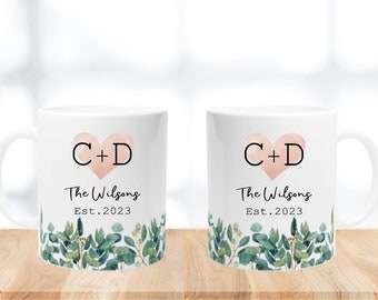 Personalized Wedding Mugs, Mr and Mrs Mugs, Couples Ceramic Mugs, Engagement Gift, Wedding Gift For Bride and Groom Fiance