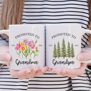 Pregnancy Announcement Grandparent Mugs,Personalized Promoted To Grandma and Grandpa Mugs, Baby Announcement Gift For New Grandparents