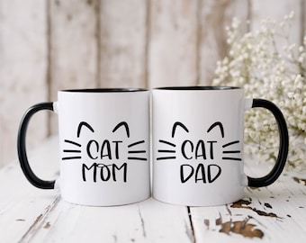 Cat Mom Mug, Cat Dad Mug, Cat Parents Ceramic Coffee Tea Mug, Cat Lover Gift, Cat Mom Gift