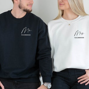 Mr and Mrs Sweatshirts, Personalized Mr and Mrs Wedding Shirts, Couples Roman Numerals Shirts, Wedding Gift, Engagement Gift,