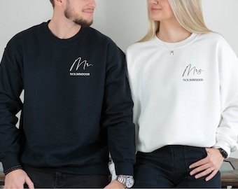 Mr and Mrs Sweatshirts, Personalized Mr and Mrs Wedding Shirts, Couples Roman Numerals Shirts, Wedding Gift, Engagement Gift,