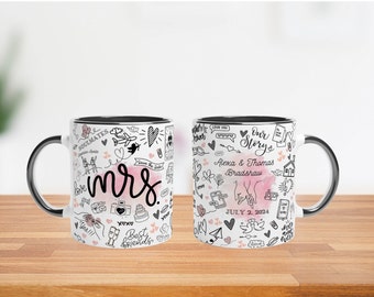Personalized Mr and Mrs Wedding Mugs, Newlywed Couples Mugs, Wedding Gift, Engagement Gift, Anniversary Gift, Engagement Mugs