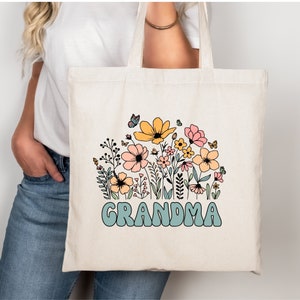 Sac fourre-tout personnalisé grand-mère, sac fourre-tout personnalisé grand-mère, sac de courses personnalisé grand-mère en toile, cadeau pour grand-mère