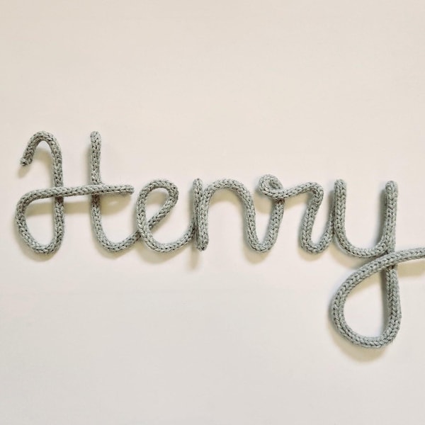 Knitted Wool and Wire Name Sign, Baby Nursery Decor, Personalized Kids Bedroom Sign
