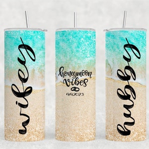 Personalized Destination Wedding Tumblers, Personalized Just Married Tumblers,  Honeymoon Tumblers For Bride and Groom, Mr and Mrs Tumblers