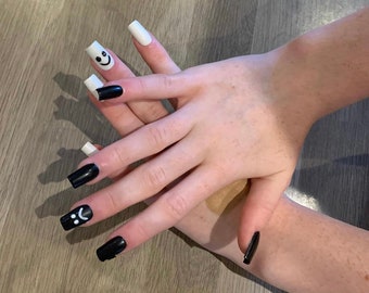 Smiley Face Nails Etsy smiley face nails etsy