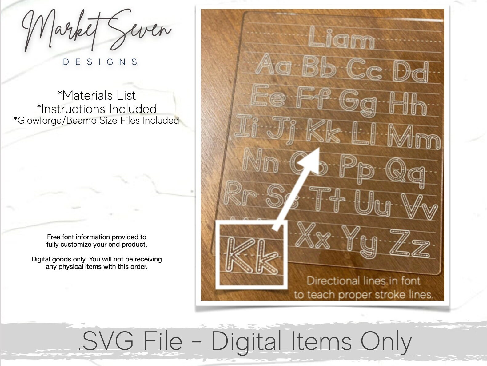 Alphabet Tracing Board SVG File ONLY Etsy