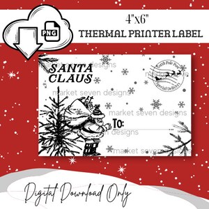 Etiqueta de presente de Papai Noel imprimível 4x6 e etiqueta de impressora térmica