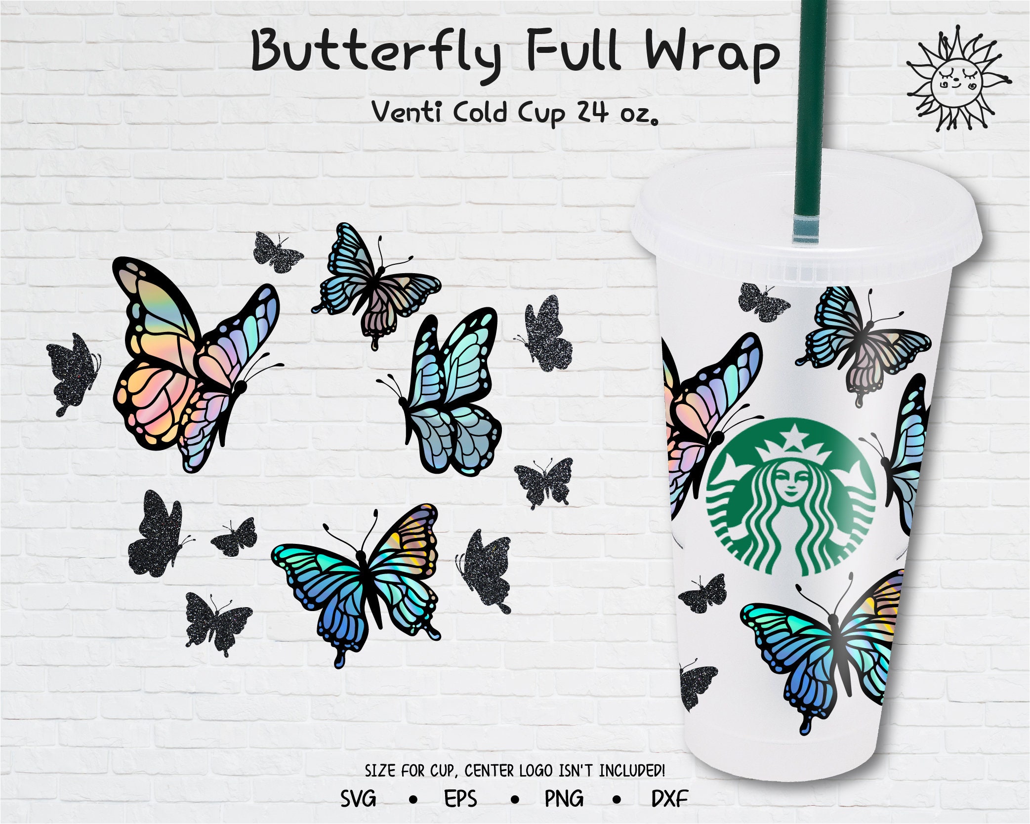 Download Butterfly Svg Butterfly Bundle Svg Starbucks Full Wrap | Etsy