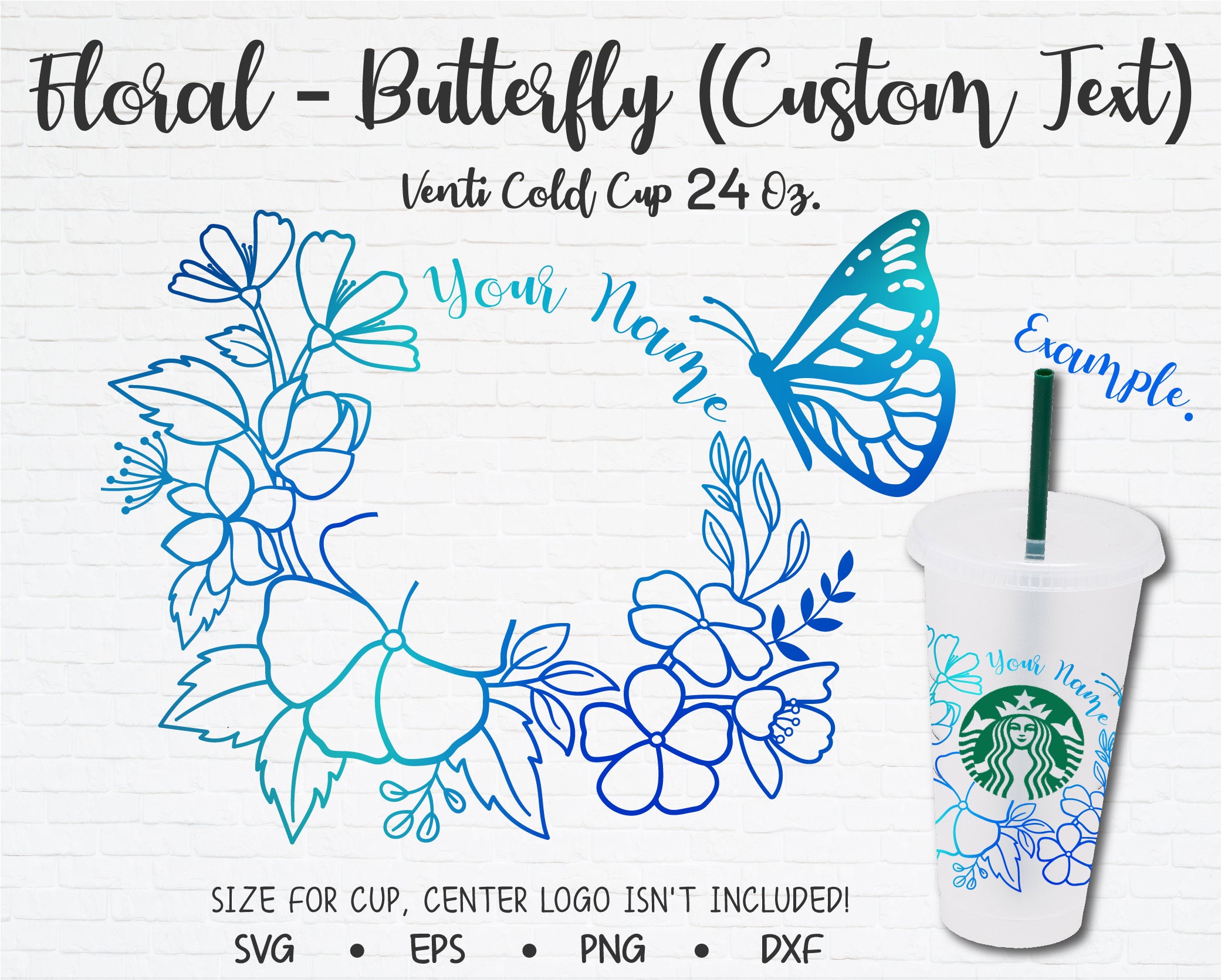 Download Butteryfly Floral Svg Custom Your Text Starbucks Full Wrap ...