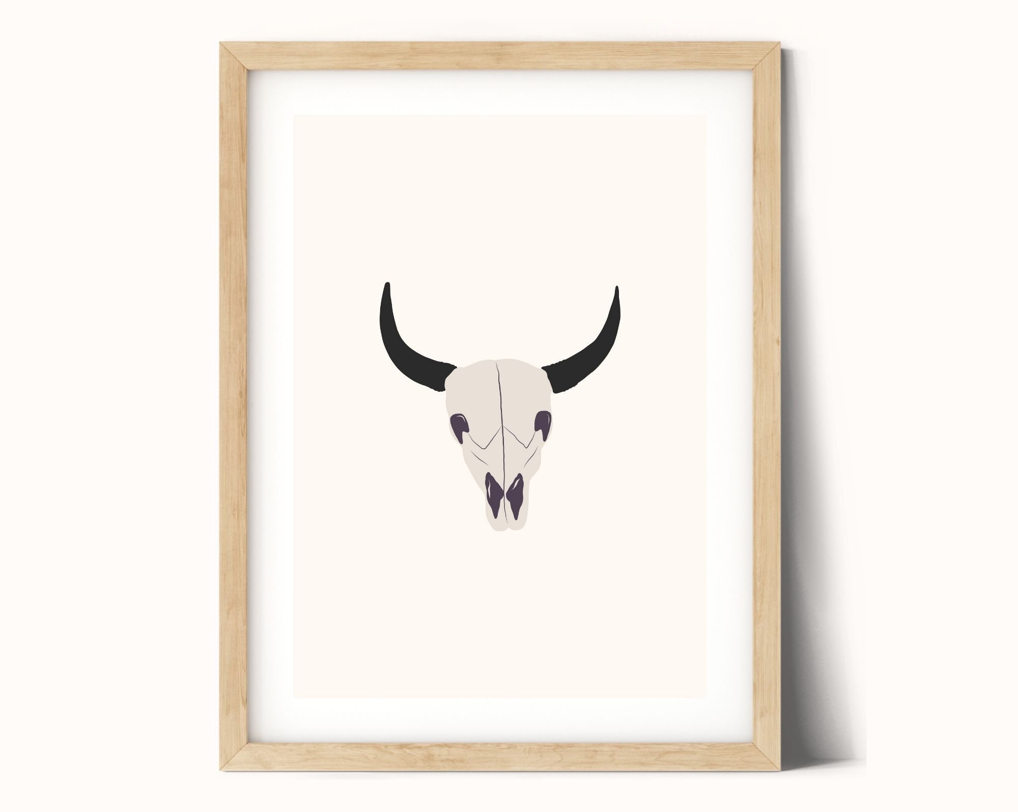 Boho skull print Boho skull wall art Boho skull digital Etsy