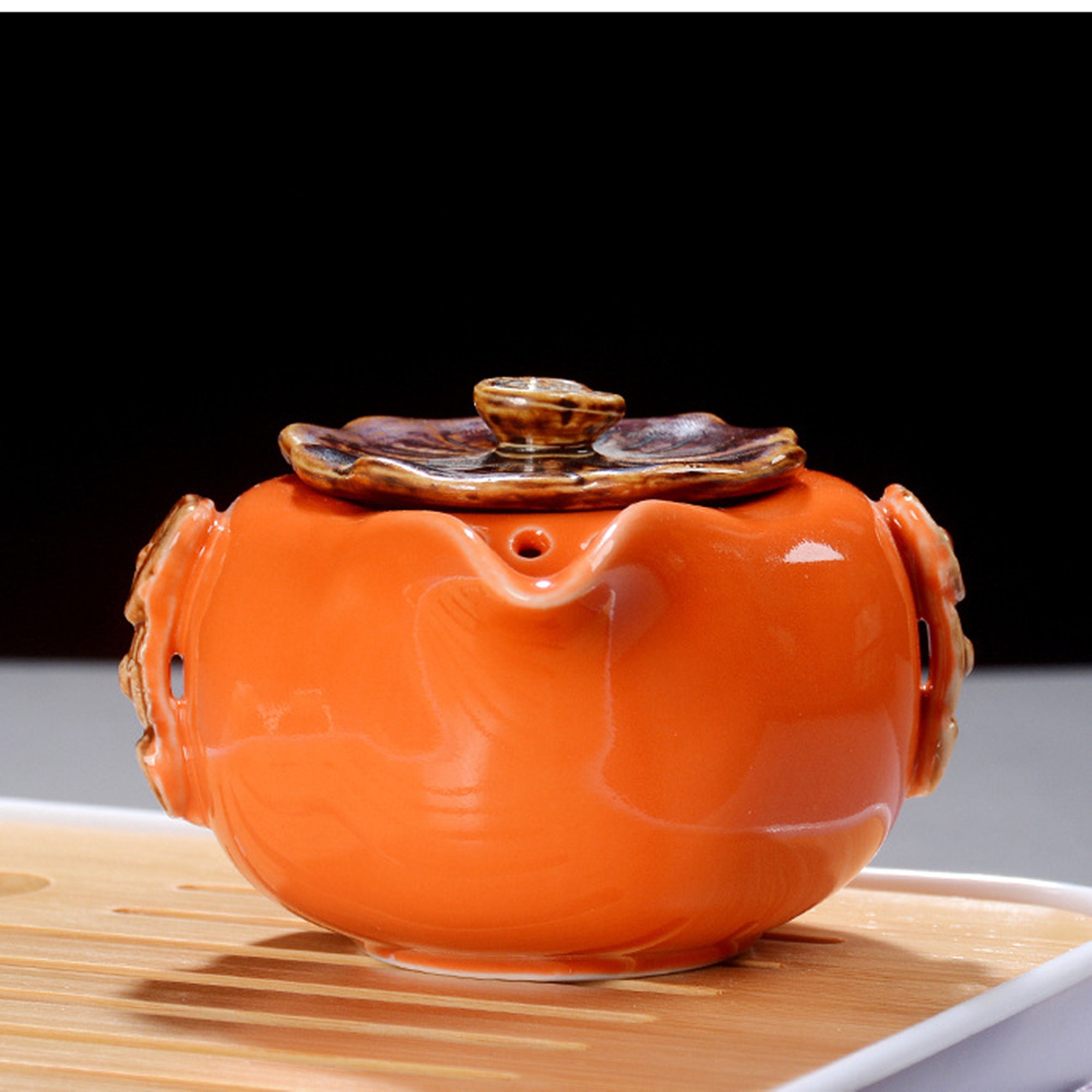 Persimmon ceramic travel tea set portable teapot gift Etsy
