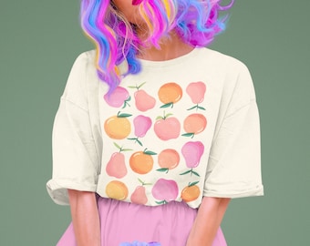 Fruit Printed Shirt | Art tshirt, Fruit shirt, Oversized tshirt, Pastel tshirt, Aesthetic Clothing, Cottagecore Clothes, Botanical tee