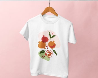 Pomegranate Fruit T-Shirt: Abstract Art Print, Women's Tee