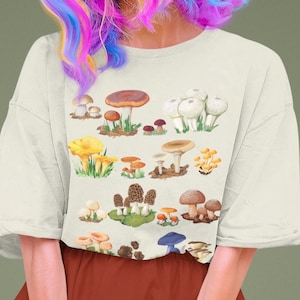 Mushroom T-Shirt | Aesthetic Shirt, Cottagecore, Mushroom Print, Botanical Tee, Cottagecore Clothing, Oversize Tee, Girls Oversize Top